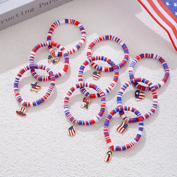 Wholesale Retro Star Heart Shape Apple Alloy Soft Clay Beaded Chain Beaded Bracelets Wholesale