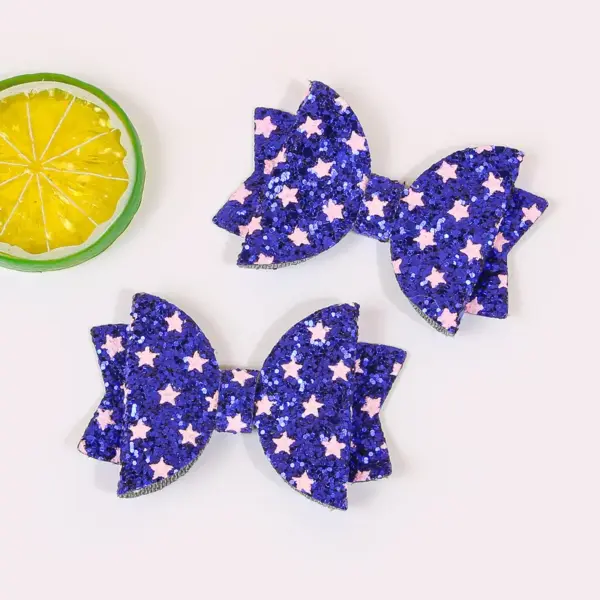 Wholesale Chinese Valentine's Day Bow Hair Clip Shiny Star Children's Onion Pink Bow Hair Accessory