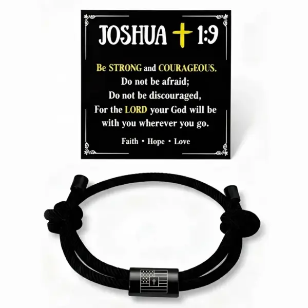 Wholesale Men's Cross Bracelet, Teenage Boy Gift, Religious Bible Verse Joshua 1:9 Black Cross Bracelet, Gift From Mom, Catholic Baptism, Confirmation, Birthday, Christmas Gift For Son, Grandson, Nephew