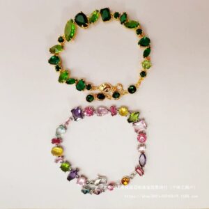 Wholesale Electroplated alloy candy teardrop bracelet, fresh candy green bangle