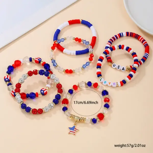 Wholesale American Independence Day Bracelets Set Soft Clay Letter Beads Flag Pattern Unisex Original Design Bracelets For Men And Women