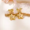 Wholesale 18K Real Gold Plated Hand Foot Love Deep Polished Pendant Earrings Fashion Stainless Steel Palm Footprint Hanging Earrings Jewelry