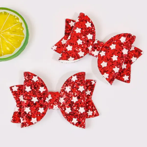 Wholesale Chinese Valentine's Day Bow Hair Clip Shiny Star Children's Onion Pink Bow Hair Accessory