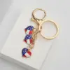 Wholesale American Style Star Heart Shape American Flag Alloy Unisex Keychain