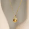 Wholesale 201 Stainless Steel 304 Stainless Steel Ferroalloy Sun Heart Shape Flower Electroplating Ion Plating (IP) Real Gold Plated Simple Style Waterproof Non Tarnish Cable Chain Gold Pendant Necklace