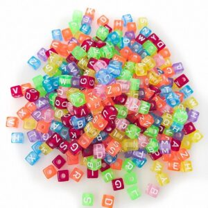 Wholesale 6*6mm square letter beads transparent white acrylic beads loose beads beaded handmade materials DIY jewelry accessories