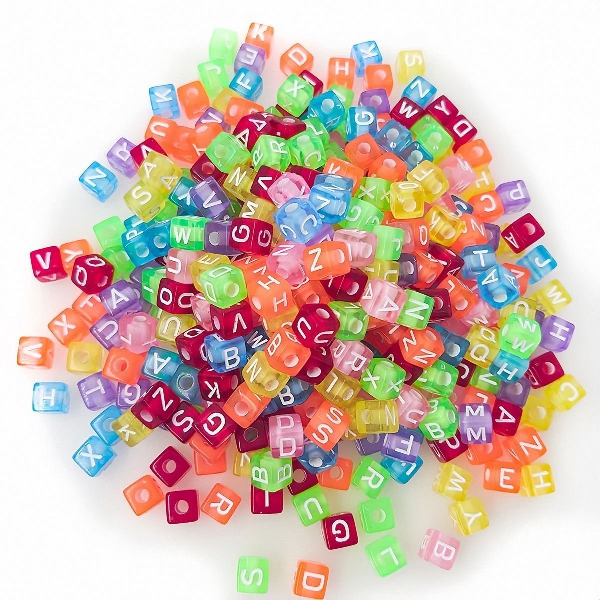 Wholesale 6*6mm square letter beads transparent white acrylic beads loose beads beaded handmade materials DIY jewelry accessories