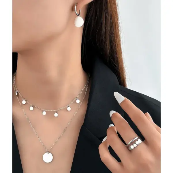 Wholesale Round Tassel Jewelry Set For Women With 18K Real Gold Plated 304 Stainless Steel And PVD Coated Cable Chain