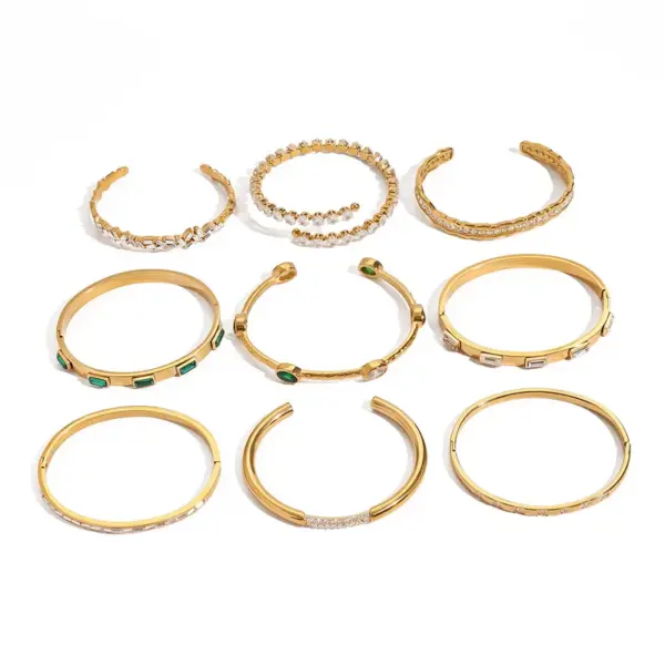 Wholesale 304 Stainless Steel Geometric PVD Coated 18K Real Gold Plated Real Gold Plated Elegant Waterproof Non Tarnish Plating Bangle