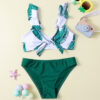 Wholesale Leaf Print Children's Swimsuit Women's Bikini Ruffled Girls' Swimwear