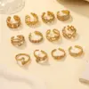 Wholesale Trillion-Cut Open Ring For Women With Bezel Setting, 18K Real Gold Plated PVD Coated 304 Stainless Steel Featuring Rhinestones