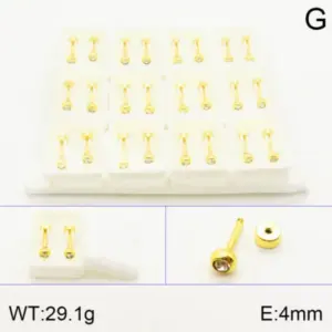 Gold / 4mm Ball Colorful Crystals / 12 Pairs/Box