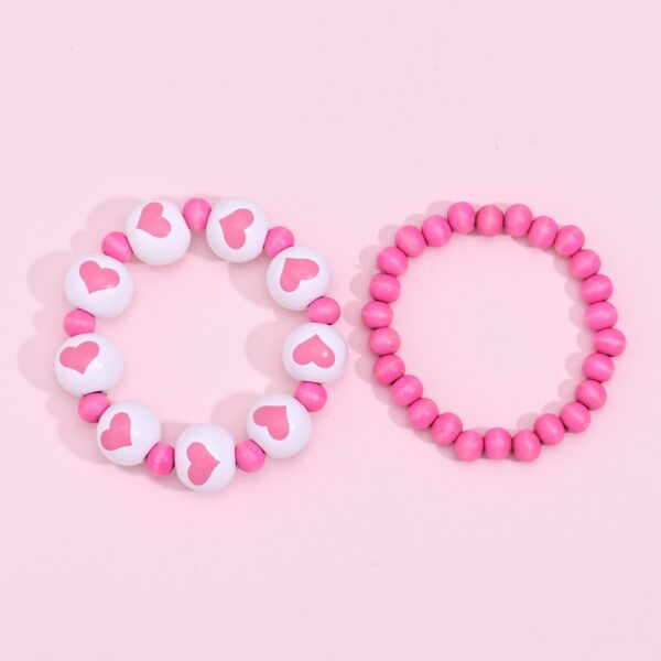 oly-f49de7c7329fca5522a2fca7d0597803 Wholesale style fresh sweet wooden beads heart-shaped printed round beads beaded bracelet for girlfriend Valentine's Day bracelet suit