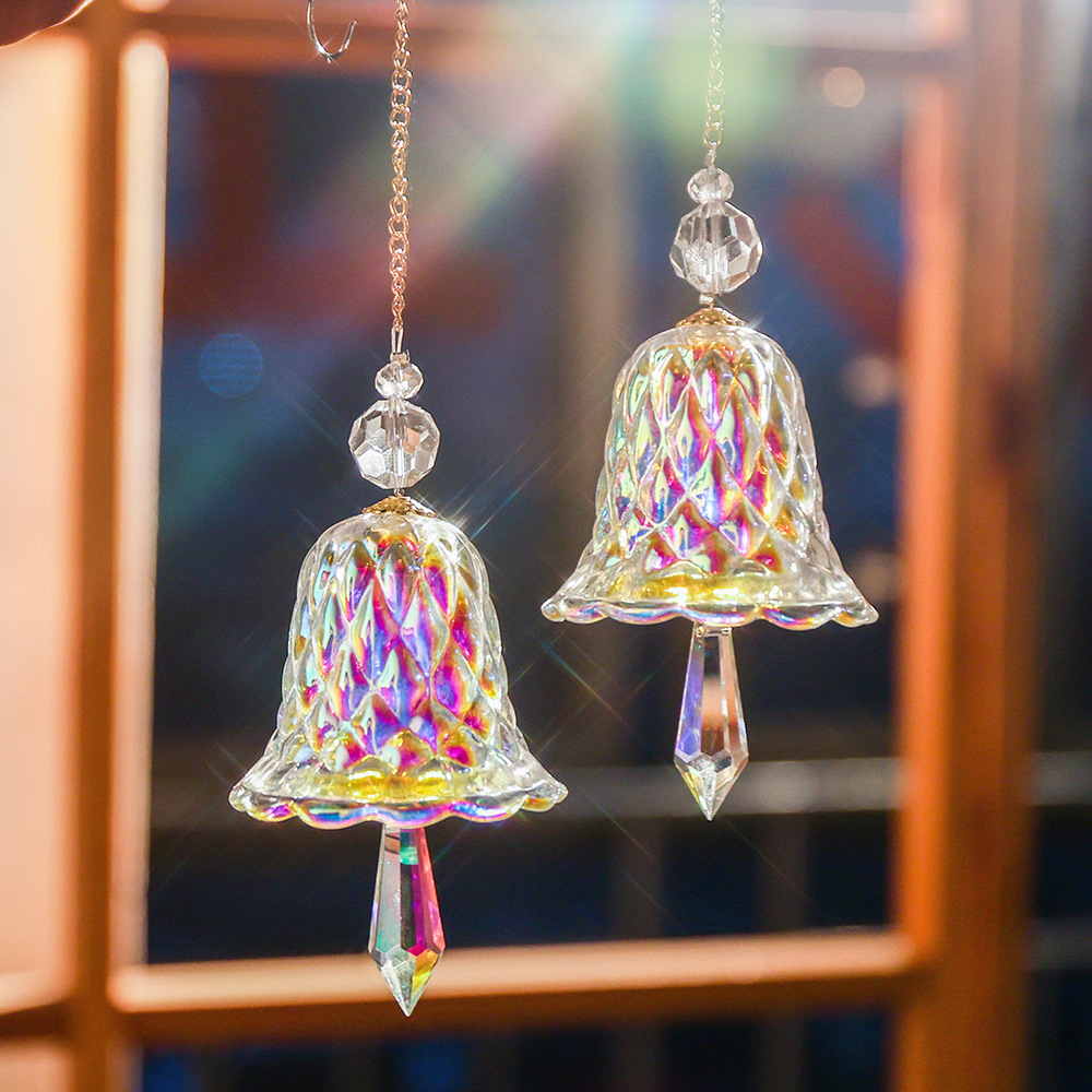 Wholesale Cross-border Rainbow Crystal Wind Bell Window Hanging Bell Glass Pendant Sun Catcher Christmas Decoration