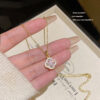 Wholesale Titanium steel zircon-set four-leaf zircon necklace pendant clavicle chain
