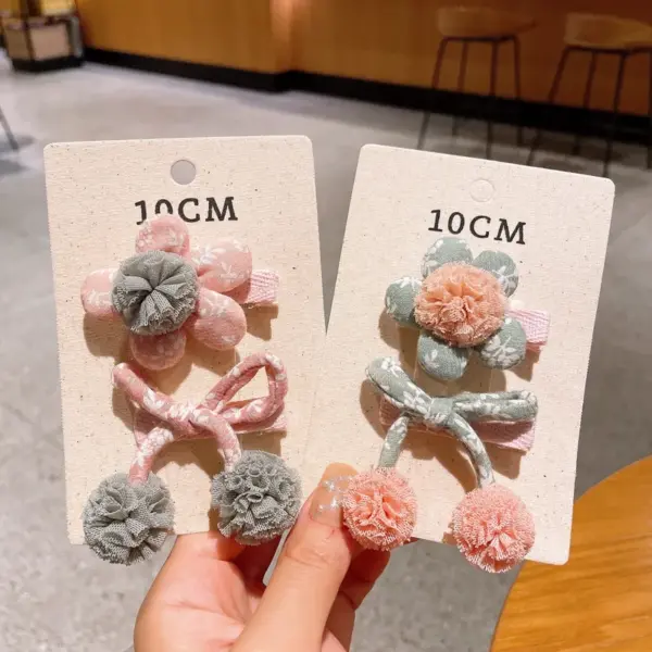 Wholesale Handmade Cotton Butterfly Knot Hair Clips Children's Edged Pure Color Flower Patterned Hair Accessories For Girls All Seasons