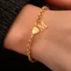 Wholesale Universal Electroplated 18K Real Gold Personalized Fashion Initial Heart Magnet Clasp Women's 201 Stainless Steel Chain Bracelet