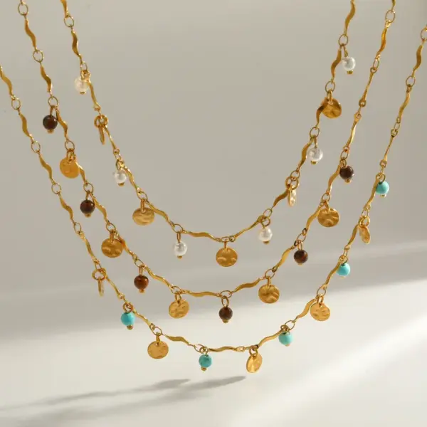 Wholesale Vacuum Electroplating (In Furnace) Plated 18K Real Gold Pearl 304 Stainless Steel Artificial Pearl Natural Stone Elegant Minimalist Style Lobster Clasp Necklace