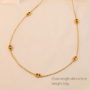 Pig nose popular gold necklace / Made of stainless steel all over the body + real gold plating in the furnace with 18k gold