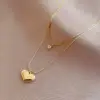 Wholesale PVD Coated Real Gold Plated 18K Gold Heart Shape 304 Stainless Steel IG Style Waterproof Non Tarnish 304 Stainless Steel Layered Necklaces