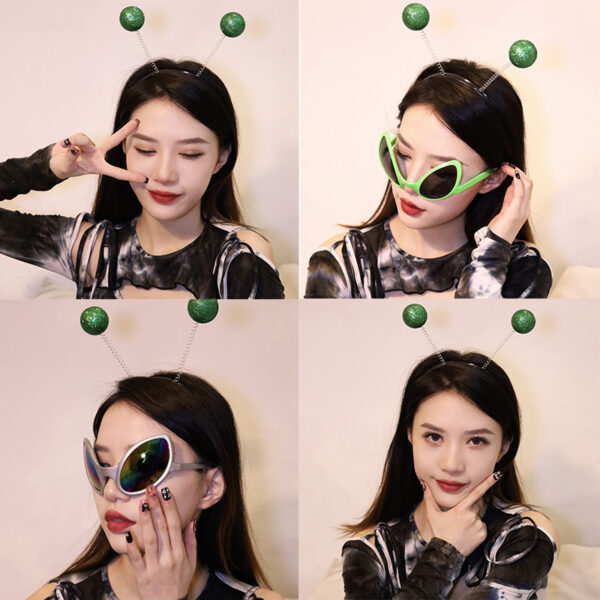 Wholesale Halloween et alien glasses green fly headband party wacky dress up supplies alien sunglasses