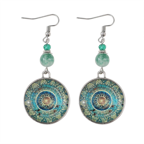 oly-f4d6597bf730a341af80b608ba40fa1a Wholesale Retro Mandala Flower Time Gem Earrings Ethnic Style Dream Catcher Long Pendant Earrings for Women