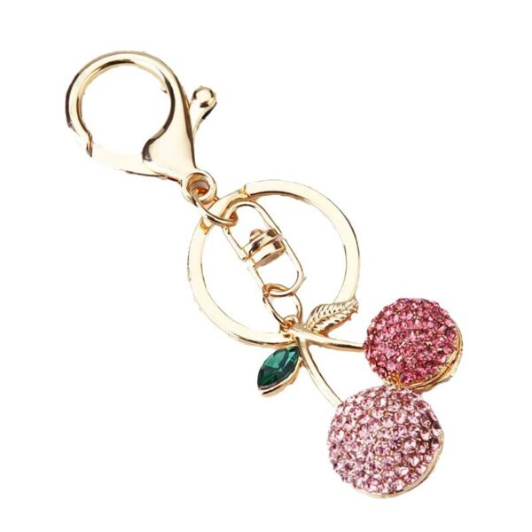 oly-f4d9a17fb596c4eaf6af350608dc0d57 Wholesale Creative alloy rhinestone fruit Cherry keychain female cute fashion exquisite bag key chain car pendant