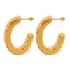 Wholesale 304 Stainless Steel C Shape Oval PVD Coated Real Gold Plated 18K Gold Simple Style Waterproof Non Tarnish Plating Ear Studs