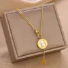 Wholesale Unisex Animal Necklace 18K Gold Plated 316 Stainless Steel PVD Coated With Acrylic Inlay And Cable Chain
