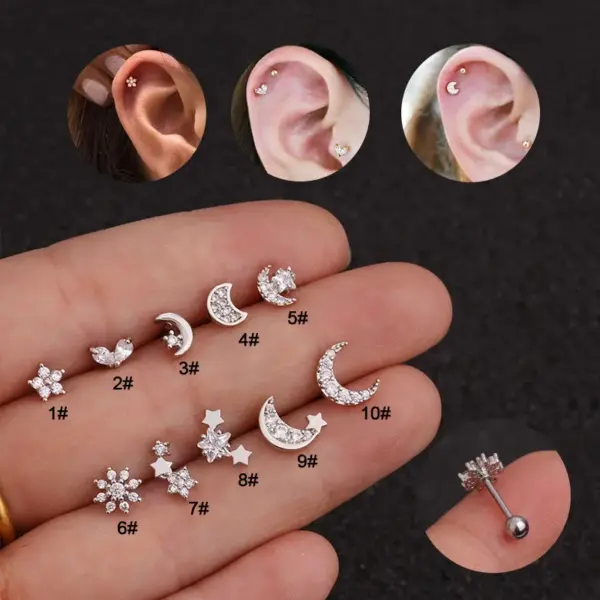 Wholesale Ear Cartilage Rings & Studs Flower Copper Zircon