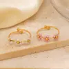 Wholesale Ion Plating (IP) 18K Gold Plated Flower 304 Stainless Steel IG Style Sweet Waterproof Non Tarnish Open Rings - Nihaojewelry