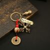 Wholesale Brass Cross Lotus Vajra Keychain Pendant Pendant Men's and Women's Bag Car Key Pendant Copper Craft