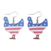 Wholesale 1 Pair Retro National Flag Chicken Wood Drop Earrings