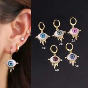 Wholesale Ear Cartilage Rings & Studs Ethnic Style Eye Copper Plating Artificial Gemstones