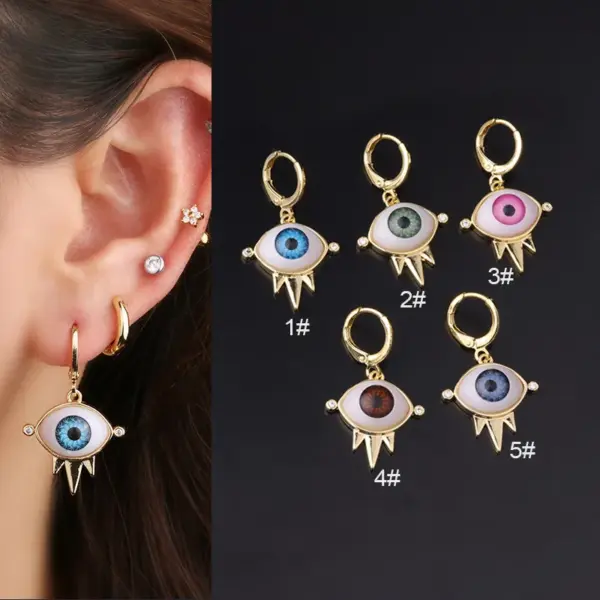 oly-f50ba2a141a1002dbd1a5fb27b9e7bb4 Wholesale Ear Cartilage Rings & Studs Ethnic Style Eye Copper Plating Artificial Gemstones