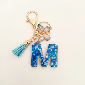 Blue letter keychain pendant/M