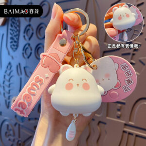 Genuine cute double pendant-pink cat / OPP packing bag