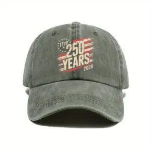 Wholesale Unisex Breathable Baseball Cap With Printing Craft In Dyed Black, Perfect For America's 250th Anniversary
