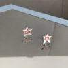 Wholesale Pink silver star rabbit ear clip women's unique earrings niche design high-grade earrings