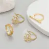 Wholesale Unisex Round Open Rings Featuring Waterproof Non Tarnish Copper With 14K Real Gold Plated Electroplated Finish And Zircon Inlay