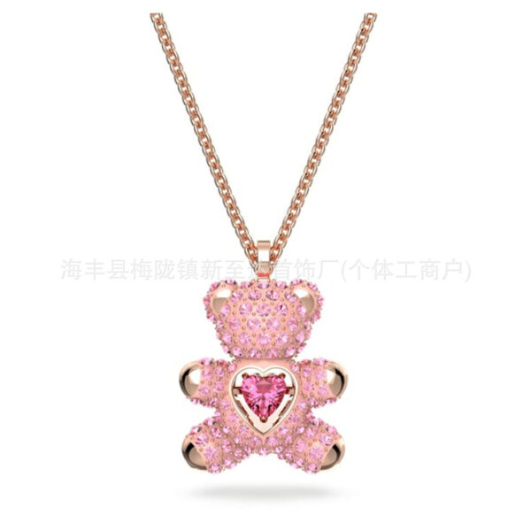 Wholesale Electroplated alloy necklace with crystal bear clavicle chain