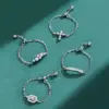 Wholesale 925 Sterling Silver Women's Cross Ring Micro Pave Diamond Adjustable Chain Design Geometric Pattern Tokyo Style Jewelry