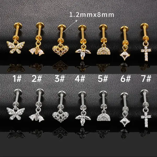 Wholesale Unisex Rotatable Cross Stud Earrings In 316L Stainless Steel With 18K Real Gold PVD Coating And Zircon Inlay