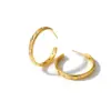 Wholesale Handmade C Shape Earrings For Women In 304 Stainless Steel With 18K Real Gold Plated Water Plating And Rhinestone Inlay
