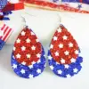 Wholesale Independence Day Earrings July Fourth Flag Day Shiny Pendant Festive Atmosphere Colorful Oversized Drop Earrings For Women