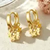 Wholesale Three-dimensional Star Earrings For Women In Golden Plated Copper With 0.01µm Electroplated Coating