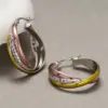 Wholesale Three-dimensional Geometric Earrings For Women In Copper With KC Golden Plated Water Plating And 0.03µm Thickness