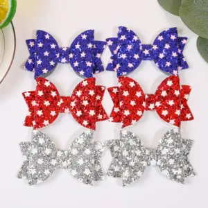 Wholesale Chinese Valentine's Day Bow Hair Clip Shiny Star Children's Onion Pink Bow Hair Accessory