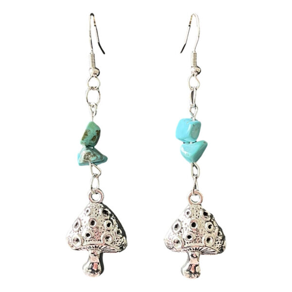 Wholesale Source Retro Bohemian Three-dimensional Glazed Mushroom Moon Mysterious Earrings Ethnic Style Pine Stone Earrings
