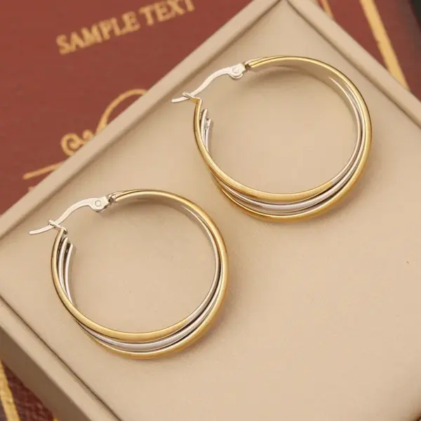 Wholesale PVD Coated 18K Gold Real Gold Plated Round Stainless Steel Modern Style Waterproof Non Tarnish Earrings
